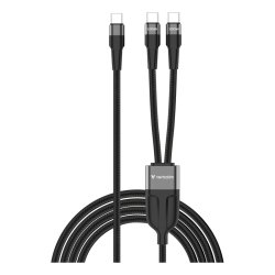 Verbatim - Sync &amp; Charge C to C+C 100W 150cm - Grey - USB 2.0 - USB C - 2 x USB C - Male - Straight - Polyester, Thermop