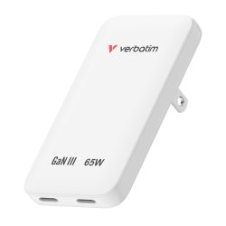 Verbatim Essentials Slim GaN Wall Charger 65W US/EU/UK - Hvid - Universal - AC - 2 - Indoor - 3.0 - 65 W