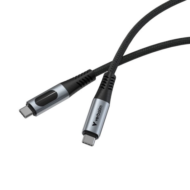 Verbatim - Sync &amp; Charge USB C to USB C 100W Display 120 cm - USB 2.0 - USB C - Male - Straight - Nylon - 0.48 Gbit/s