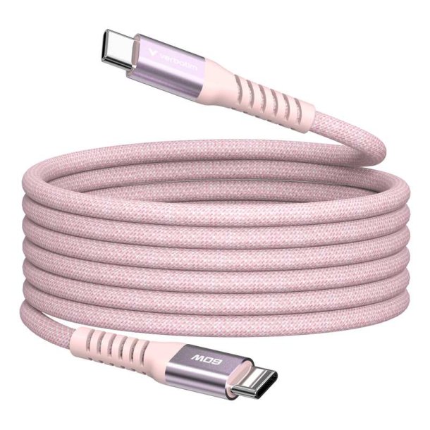 Verbatim - Sync &amp; Charge Magnetic Cable - 60W USB-C to USB-C 120 cm Pink - USB 2.0 - USB C - Male - Straight - Nylon - 0
