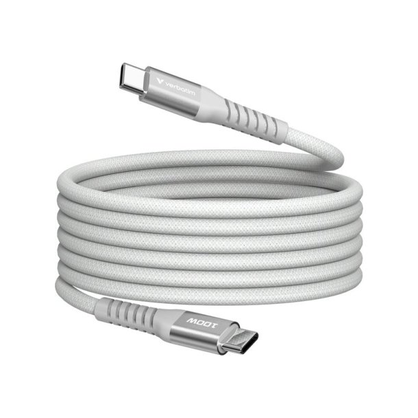 Verbatim - Sync &amp; Charge Magnetic Cable - 100W USB-C to USB-C 120 cm Grey - USB 2.0 - USB C - Male - Straight - Nylon - 