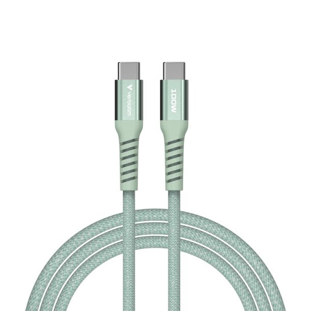 Verbatim - Sync &amp; Charge Magnetic Cable - 100W USB-C to USB-C 120 cm Green - USB 2.0 - USB C - Male - Straight - Nylon -
