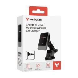 Verbatim - Charge 'n' Drive Magnetic Wireless Car Charger - Smartphone - USB - 1 - Qi - Auto - Over current, Over voltag