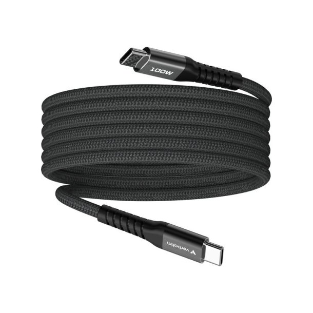 Verbatim - Sync &amp; Charge Magnetic Cable - 100W USB-C to USB-C 120 cm Black - USB 2.0 - USB C - Male - Straight - Nylon -