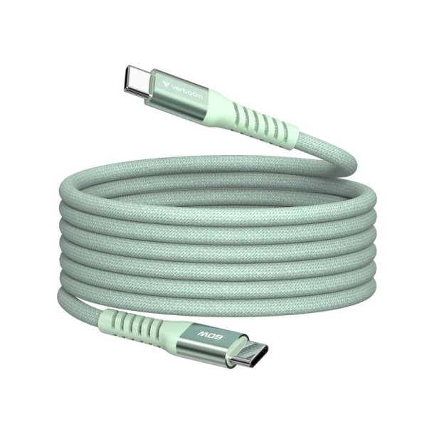 Verbatim - Sync &amp; Charge Magnetic Cable - 60W USB-C to USB-C 120 cm Green - USB 2.0 - USB C - Male - Straight - Nylon - 
