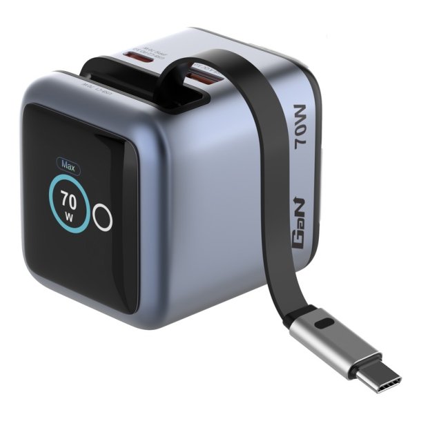 Verbatim Mini GaN Charger 70W with Display and USB-C cable - Universal - AC - 2 - 1 - Indoor - 3