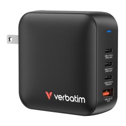 Verbatim - Mini GaN Charger 165W 4 Port US plug with EU and UK adaptors - Universal - AC - 1 - 3 - Quick Charge 3.0 - In