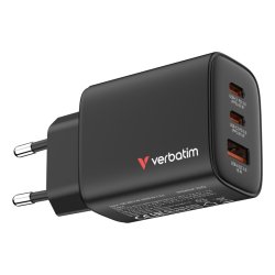 Verbatim - Essentials GaN Charger 65W EU plug Sort - Universal - AC - 1 - 2 - Power Delivery 3.0, Quick Charge 3.0 - In