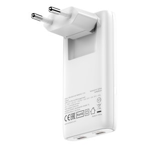 Verbatim - Fold 'n' Go GaN Charger 65W EU plug Hvid - Laptop, Smartphone, Tablet - AC - 2 - Power Delivery 3.0 - Indoor