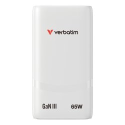 Verbatim - Fold 'n' Go GaN Charger 65W EU plug Hvid - Laptop, Smartphone, Tablet - AC - 2 - Power Delivery 3.0 - Indoor