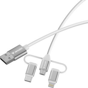 Verbatim - Essentials 3-in-1 Sync & Charge Cable - USB 2.0 - USB A - 2 x USB C/Micro USB-B/Lightning - Male - Straight -