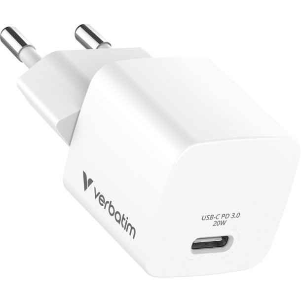 Verbatim - Mini GaN Charger 20W Bundle with USB-C cable - Universal - AC - 1 - Power Delivery 3.0 - Indoor - Short circu