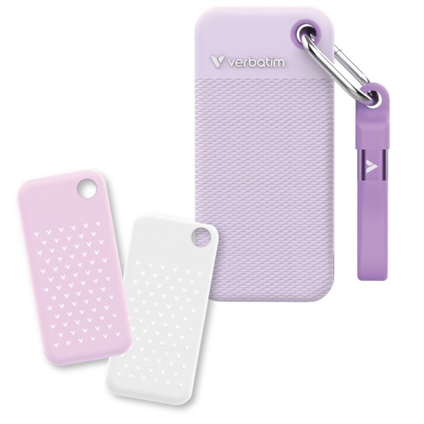 Verbatim - Pocket SSD USB 3.2 Gen 2 128GB Purple incl. two rubber sleeves - M.2 - 128 GB - 1000 MB/s - USB Type-C - 3.2 