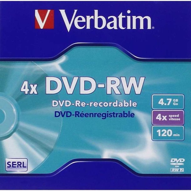 Verbatim - VB-DMW44JC - 4.7 GB - DVD-RW - 120 mm - 1 pc(s) - 4x - 120 min