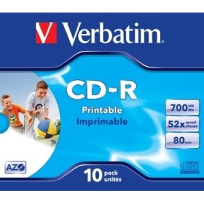 Verbatim CD-R - AZO - 52X - Wide - Printable - 10 stk.