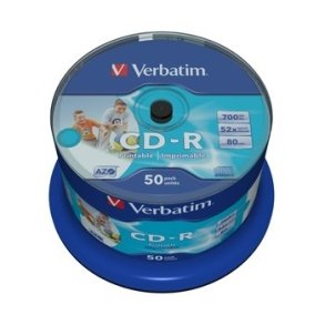 Verbatim CD-R - Wide - Printable - 52X - No ID spindel - 50 stk.