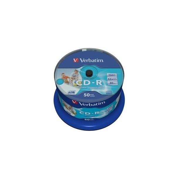 Verbatim CD-R - Wide - Printable - 52X - No ID spindel - 50 stk.