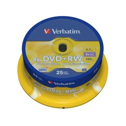 Verbatim - DVD+RW Matt Silver - 4.7 GB - DVD+RW - 120 mm - 25 pc(s) - 4x - 120 min