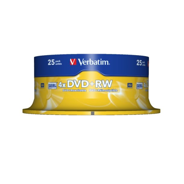 Verbatim - DVD+RW Matt Silver - 4.7 GB - DVD+RW - 120 mm - 25 pc(s) - 4x - 120 min