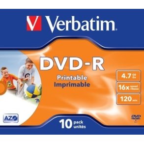 Verbatim DVD-R - 16x - 4,7GB - Printable - 10 stk.