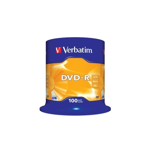 Verbatim DVD-R - 16x - 4,7GB - spindel - 100 stk.