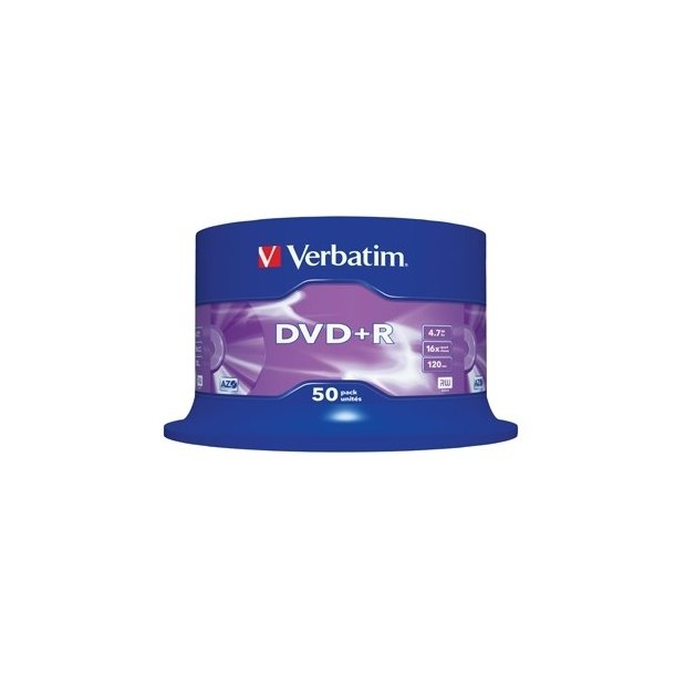 Verbatim DVD+R - 16x - 4,7GB - spindel - 50 stk.