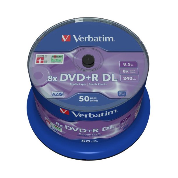 Verbatim - DVD+R Double Layer 8x Matt Silver 50pk Spindle - 8.5 GB - DVD+R DL - 120 mm - 50 pc(s) - 8x - Spindle
