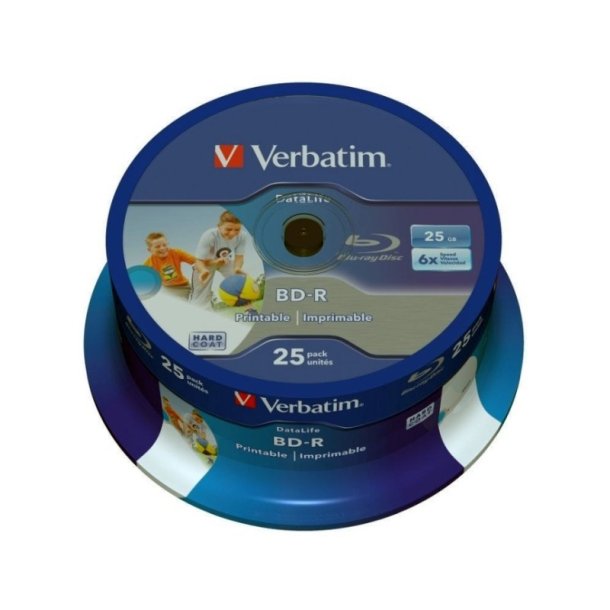 Verbatim BD-R - Datalife - 6X - 25GB - Wide - Printable - 25 stk.