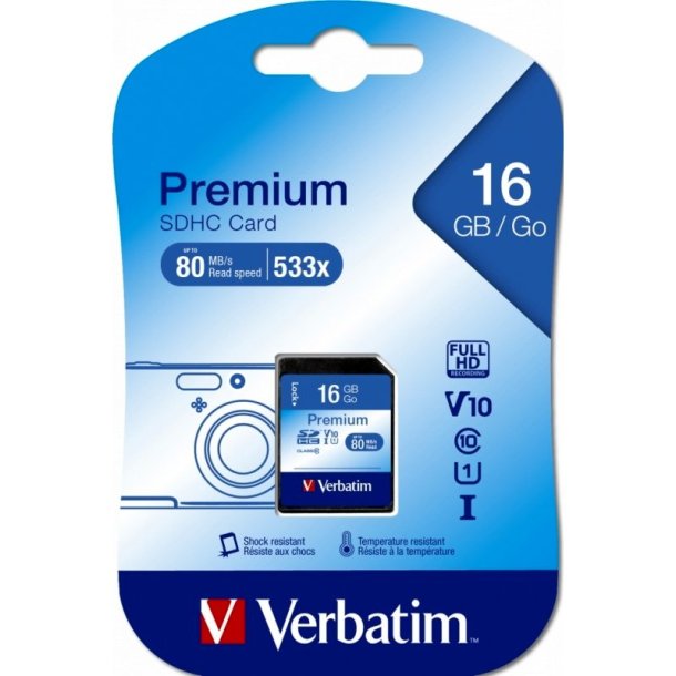 Verbatim SDHC kort - 16GB - Class 10