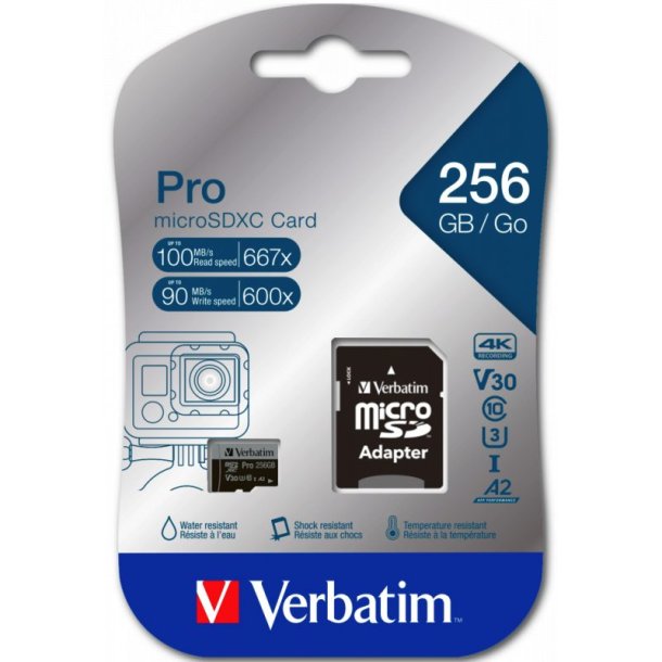Verbatim MicroSDXC hukommelseskort - 256 GB - UHS-I Klasse 10