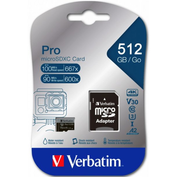 Verbatim MicroSDXC hukommelseskort - 512 GB - UHS-I Klasse 10