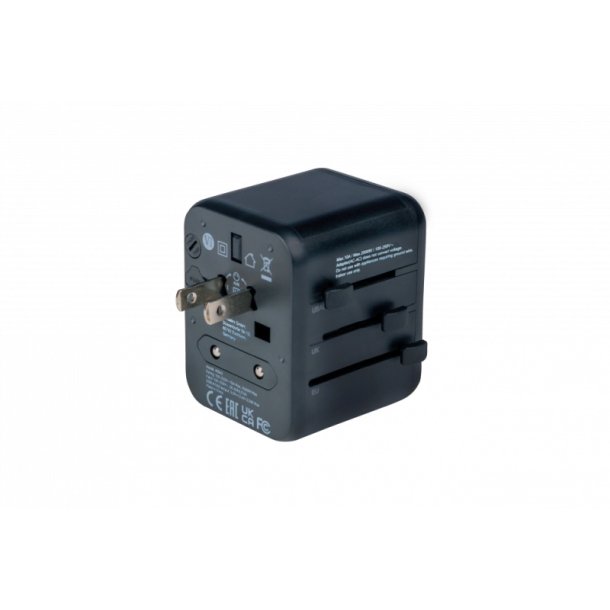 Verbatim Universal Travel Adapter - UTA-01 - 1xAC + 2xUSB Charger - sort