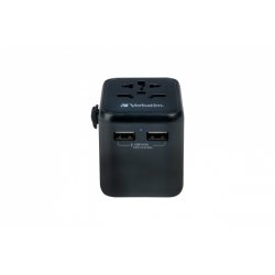 Verbatim Universal Travel Adapter - UTA-01 - 1xAC + 2xUSB Charger - sort