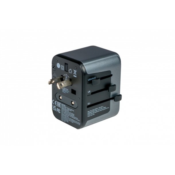 Verbatim Universal Travel Adapter - UTA-03 - 1xAC + 2xUSB + 2xType-C (PD30W) - Sort