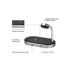 Verbatim WCS-02 Tr�dl�se oplader - 3-i-1 - Universel USB - hurtig opladning - Indend�rs- Sort