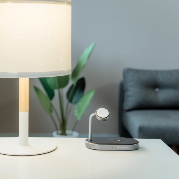 Verbatim WCS-02 Trdlse oplader - 3-i-1 - Universel USB - hurtig opladning - Indendrs- Sort