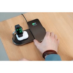 Verbatim WCS-03 Trdlse oplader - 3-i-1 - Universel USB - hurtig opladning - Indendrs- Sort