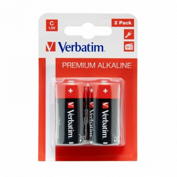 Verbatim Batteri - Alkaline - C/LR14 - Pakke med 2 stk.