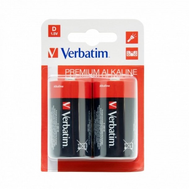 Verbatim Batteri - Alkaline - D/LR20 - Pakke med 2 stk.