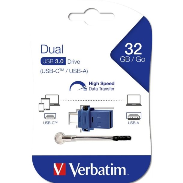 Verbatim Dual Drive - USB 3.0/USB-C - 32GB - sort