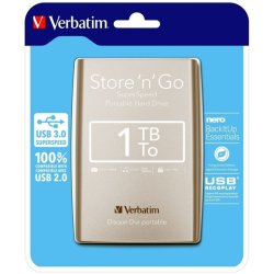 Verbatim Store &acute;N&acute; Go - 1TB - Harddisk - 2,5'' - USB 3.0 - Silver