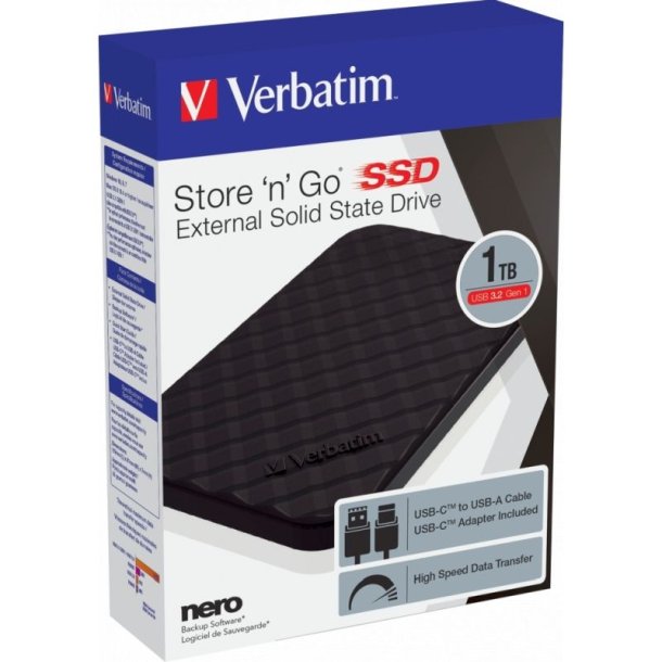 Verbatim Store &#145;n&#146; Go - Portable SSD - USB 3.2 - (Gen 1) - 1TB - sort