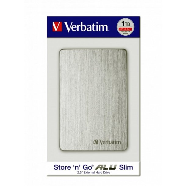 Verbatim Store &acute;N&acute; Go - ALU - Slim - 2.5&#148; Ekstern Hard disk - 1TB - Silver