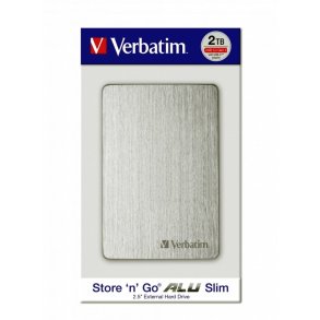 Verbatim Store ´N´ Go - ALU - Slim - 2.5” Ekstern Hard disk - 2TB - Silver