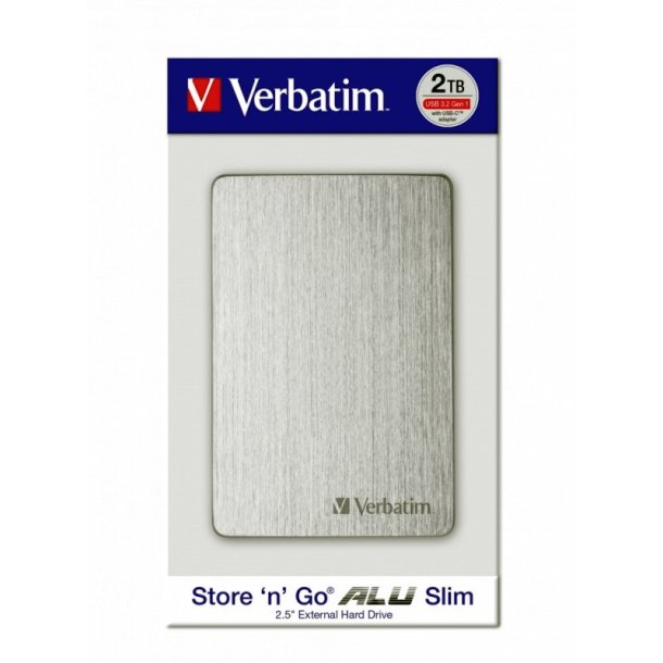 Verbatim Store &acute;N&acute; Go - ALU - Slim - 2.5&#148; Ekstern Hard disk - 2TB - Silver