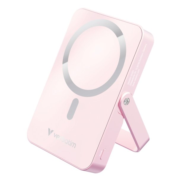 Verbatim Powerbank - Charge 'N' Go med - Stand Magnetic Wireless 10000Mah - Pink 