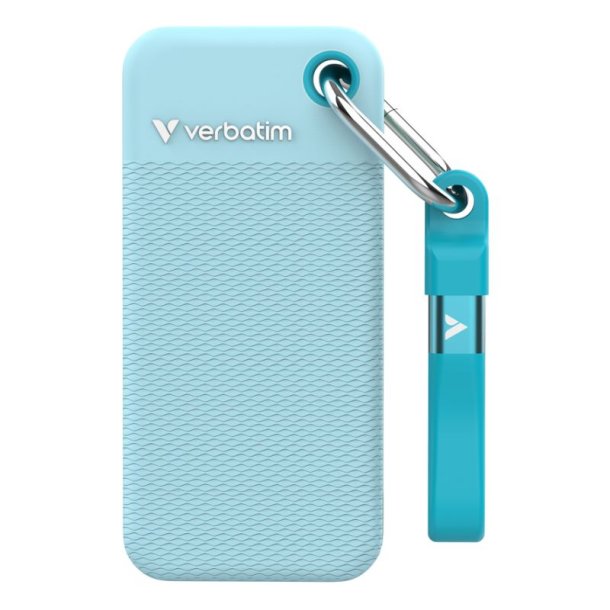 Verbatim Ekstern harddisk Pocket SSD USB 3.2 Gen 2 2TB Polarbl� inkl. to gummihylstre 