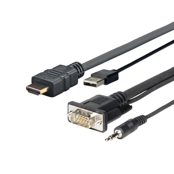 Vivolink - PRO HDMI+USB+VGA/AUDIO - Straight - Gold - 3.5 mm (1/8") - 3 m - HDMI Type A (Standard) - HDMI + VGA (D-Sub) 