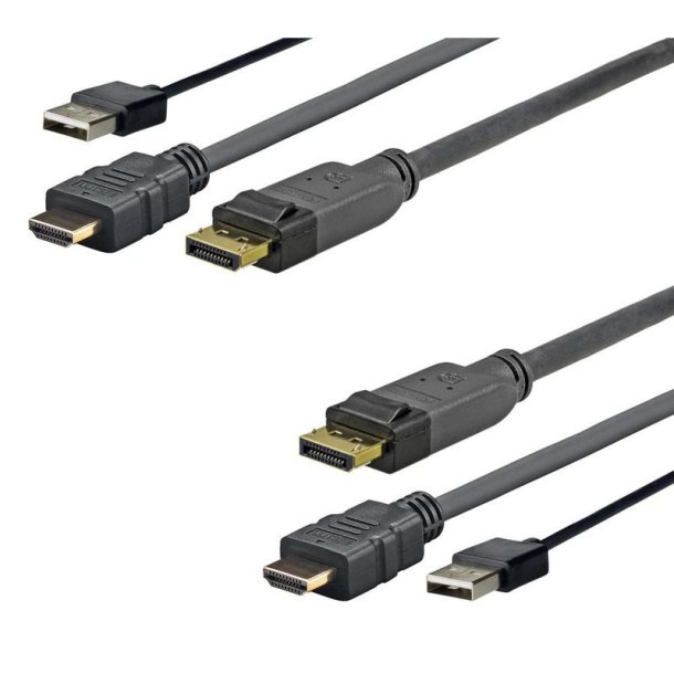Vivolink - PROHDMIUSBDP1 - Straight - Gold - 1 m - DisplayPort - HDMI + USB - Male