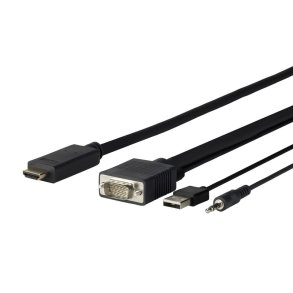 Vivolink - PROVGAHDMI3 - Straight - Gold - 3 m - HDMI Type A (Standard) - VGA (D-Sub) + 3.5mm + USB Type-A - Male
